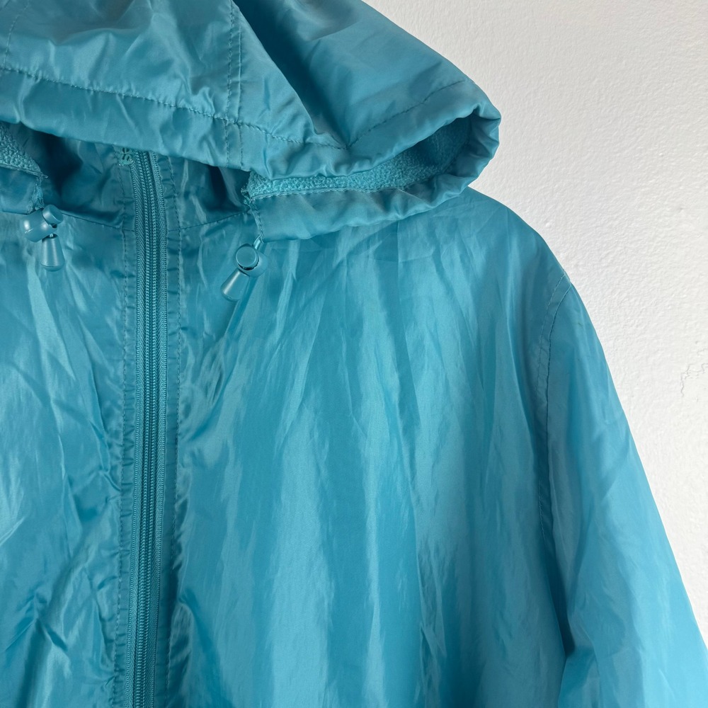 Totes Teal Blue Fleece Lined Hooded Anorak Jacket Women's 2XL Water Resistant‎